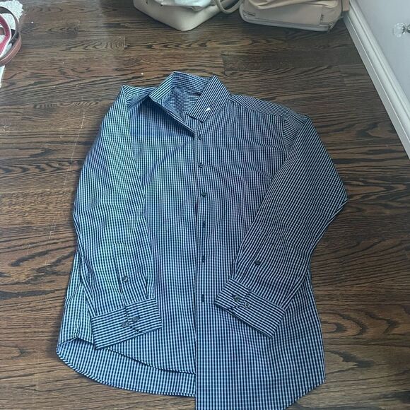 mens alfani long sleeve button down striped blue - Picture 1 of 4